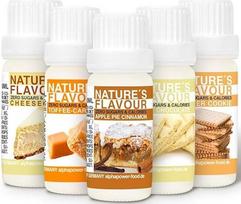 Aromatinių lašelių rinkinys, „Flavdrops“ be cukraus, natūralūs maisto aromatai: sūrio pyragas + obuolių pyragas su cinamonu + baltasis šokoladas + „Tatty“ karamelė + sviestiniai sausainiai