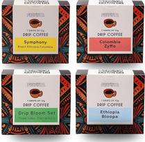 Aukščiausios kokybės lašinamos kavos dovanų ir degustacijos rinkinys Etiopija Bloopa 7 + Symphony 7 + Bloom Set 7 + Colombia Zyffo 7 | 28 Arabica lašinamos kavos porcijiniai maišeliai