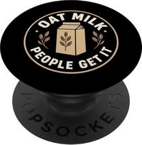 Avižų pieno latte be pieno, veganiška kava augalinės kilmės, „PopSockets“ lipnus „PopGrip“