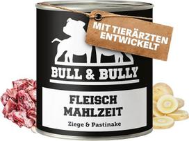 BULL & BULLY Mėsos miltai su ožkiena ir pastarnokais, 800 g – šlapias šunų maistas, sukurtas bendradarbiaujant su veterinarijos gydytojais – be glitimo ir dirbtinių priedų – aukščiausios kokybės šunų maistas su dideliu mėsos kiekiu, skirtas aktyviems šuni