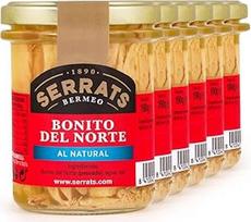 CONSERVAS SERRATS – Baltasis tunas iš Kantabrijos jūros, be aliejaus – 6 stiklainiai po 190 g (iš viso: 1140 g) – Gaminama rankomis nuo 1890 m. – Be glitimo – Gausu omega-3 riebalų rūgščių