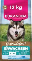 Eukanuba Dog Food Grain-Free with Fish for Large Breeds, aukščiausios kokybės sausas maistas be grūdų suaugusiems šunims, 12 kg