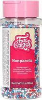 FunCakes Nonpareils Raudona balta balta mėlyna tortų pabarstukai Puikus skonis Puikiai tinka tortams puošti 80g
