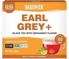 HANDPICK, „Earl Grey“ arbatos maišeliai (100 vnt. pakuotė) | Juodoji arbata – stiprus, aromatingas bergamotės ir citrusų skonis | Apvalūs, ekologiški arbatos maišeliai – be glitimo, be GMO | Tiesiogiai iš kilmės šalies
