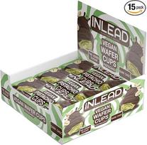 INLEAD – Vafliniai indeliai | Pistacijos – tamsus šokoladas | Įdaryti vafliniai užkandžiai su pistacijų kremu ir tamsaus šokolado glazūra | Veganiški – 15 x 50 g