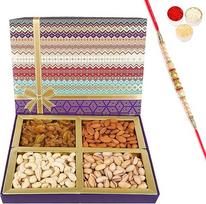 Jaiccha Ghasitaram Rakhi dovanos broliams Vaisiai n Riešutai Dryfruit Box 400 GMS su perlu Rakhi