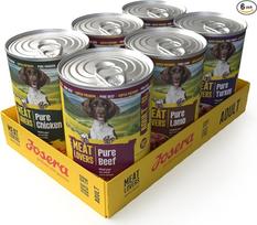 JOSERA „Meat Lovers Pure“ rinkinys (6 x 400 g) | Suaugusiems šunims | Aukščiausios kokybės šlapias maistas suaugusiems šunims | 4 skirtingi skoniai | Didelis mėsos kiekis (68 %) | Be grūdų | Šlapias šunų maistas | 6 vnt. rinkinys