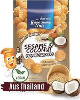 KHAO SHONG Žemės riešutų krekeriai su sezamais ir kokosais - 1 x 75 g