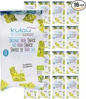 KULAU „Bio Nori Snack“ 16 x 4 g, jūros dumblių traškučiai iš skrudintų „Nori“ dumblių lapų su natūralia jūros druska, be dirbtinių priedų