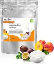 Luxofit Jogurto persikų pasiflorų skonio milteliai 300 g Stipraus skonio mišinio gėrimų aromato milteliai Kepimo ingredientas natūralus ir be cukraus, veganiškas skonio stipriklis