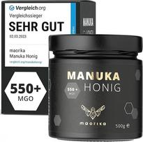 maorika – Manuka medus 550 MGO + 500 g stikliniame inde (nepermatomas, be plastiko) – laboratorijoje ištirtas, sertifikuotas Naujojoje Zelandijoje