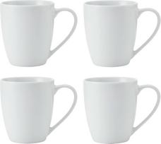 MIKASA Chalk Porcelianiniai puodeliai, 4 balti arbatos ir kavos puodeliai, 380 ml, tinkami plauti indaplovėje ir mikrobangų krosnelėje