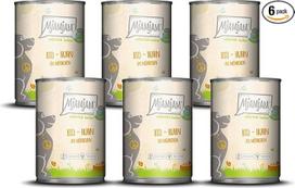 MjAMjAM Premium drėgnas ėdalas šunims - natūraliai skanus - ekologiška vištiena su morkomis, 6 vnt. (6 x 400 g), be grūdų, su papildoma mėsa