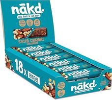 Nākd. Sūdyta karamelė | Šalto spaudimo batonėliai iš vaisių ir riešutų | 100% natūralūs ingredientai | Be pridėtinio cukraus | Veganai | Be glitimo ir be pieno | 18 x 35 g | 630 g
