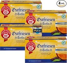PUFAI rinkinys – arbatinukas „East Frisian Teefix“ juodoji arbata, 50 maišelių (75 g), 4 vnt. pakuotė | Stipri
