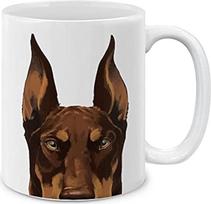 Raudona šokoladinė „Dober-Pinscher“ šuns motyvu puodelis, spausdintas ant keramikos puodelio, 330 ml, skirtas kavai, šeimai ir karštai šokoladai