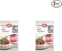 RUF jautienos lapų želatina, sertifikuota pagal „Halal“ standartą, 100 % jautienos želatina, skirta guminukams, desertams ir saldumynams sustiprinti, be glitimo, 12 lapelių (2 pakuotės)