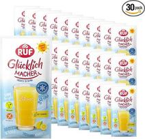 RUF mėnesio atsarga „Glücklichmacher Smooth to Drink“ su citrinų skoniu – 30 vnt. rinkinys, vaisinis gėrimo milteliai, skirti ištirpinti vandenyje, su gaivinančiu citrinų skoniu