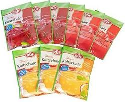RUF „Cold Bowl“: 3 vnt. braškių (84 g), 3 vnt. rūgščių vyšnių (84 g), 3 vnt. persikų ir pasifloros vaisių (90 g)