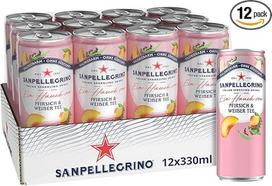 San Pellegrino A touch of peach and white tea, mažai kalorijų turintis limonadas, 37 kalorijos skardinėje, 12 vienkartinių skardinių (12 x 330 ml)