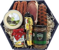 schwarzwaldArt „Gourmet Bowl“ delikatesų dovanų krepšelis – autentiškos Juodosios girios kumpio, salami ir „Landjäger“ dešros dovanų rinkinys – sotus dovanos ir užkandžių rinkinys vyrams ir moterims