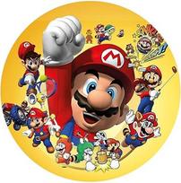 Tortų papuošalas „Super Mario“, apvalus, 20 cm, iš fondanto ir popieriaus, aukščiausios kokybės