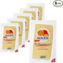 Tradicinis supjaustytas puskietas sūris (griežinėliai) 6 x 180 g „Kolios“ | Švelnus graikiškas sūris iš karvės pieno | +20 ml „Jassas“ alyvuogių aliejaus