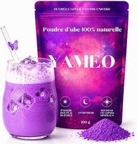 YAMEO ◇ 100 % natūralūs „Ube“ milteliai ◇ 100 g ◇ Be priedų ◇ Be kofeino ◇ Be glitimo ◇ Be pridėto cukraus ◇ Violetiniai batatai iš Filipinų ◇ Violetinė „Ube“ latte