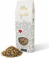 Žolelių arbata „Alles Gute“ – aromatingas žolelių mišinys su mate, citrinžole ir šeivamedžio žiedais, 90 g birios arbatos, rankomis paruošta Austrijoje, be plastiko pakuotė, dovanų idėja gimtadieniui, draugams