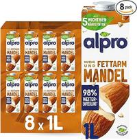 „Alpro“ migdolų gėrimas „Original“ UHT, 8 x 1 l, augalinis gėrimas, skrudintas, tinkamas veganams ir be laktozės, mažai riebalų ir cukraus, su kalciu ir vitaminais