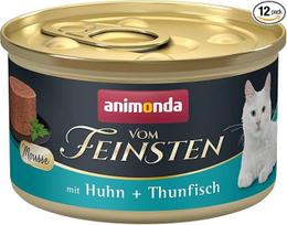 „Animonda vom Feinsten“ kačių maistas „Mousse“ – vištiena ir tunas (12 x 85 g), be grūdų ir be cukraus, su šviežiais, mėsingais ingredientais