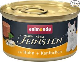 „animonda vom Feinsten“ katėms skirtas šlapias maistas „Mousse“ su vištiena ir triušiena (12 x 85 g), be grūdų ir be cukraus, su šviežiais, mėsingais ingredientais