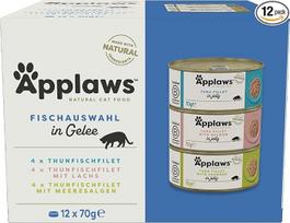 „Applaws“ natūralus šlapias kačių maistas „Fish Selection“ želėje (12 vnt. po 70 g skardinių pakuotė)