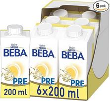 „BEBA PRE“ pradiniai pieno mišiniai, skirti vartoti nuo gimimo, kūdikių maistas, sudėtyje tik laktozė, be palmių aliejaus, 6 vnt. pakuotė (6 x 200 ml)