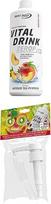 „Best Body Nutrition“ „Vital Drink ZEROP®“, baltoji arbata ir persikai + dozavimo siurbliukas, originalus gėrimo koncentratas, sirupas, be cukraus, santykis 1:80, iš kurio pagaminama 80 litrų paruoštų gerti gėrimų, 1000 ml