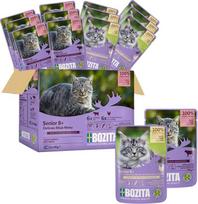 „Bozita“ šlapias maistas vyresniems katėms (8+) „Multibox“ – užkandžiai padaže su mėsa – 12 x 85 g porcijų maišelių rinkinys be grūdų ir kviečių – kačių maistas, kurio sudėtyje yra 8,5 % baltymų ir 4,5 % riebalų