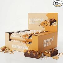 „Brekky Bar“ karamelės ir žemės riešutų baltyminis batonėlis, veganiškas – 11 g augalinio baltymo viename batonėlyje – be pridėto cukraus, 100 % veganiškas ir natūralus – baltymų turintis batonėlis su žemės riešutais ir datulėmis