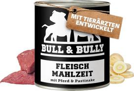 „BULL & BULLY“ mėsos miltai su pastarnokais arkliams, 800 g – šlapias šunų maistas, sukurtas bendradarbiaujant su veterinarijos gydytojais – be glitimo ir dirbtinių priedų – aukščiausios kokybės šunų maistas su dideliu mėsos kiekiu, skirtas aktyviems šuni