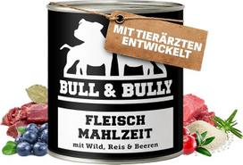 „BULL & BULLY“ šlapias šunų maistas, 800 g, mėsos miltai iš laukinių gyvūnų, ryžiai su uogomis – veterinarų sukurtas šunų maistas – šlapias šunų maistas, aukščiausios kokybės šlapias šunų maistas su dideliu mėsos kiekiu, skirtas aktyviems šunims