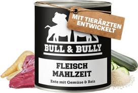 „BULL & BULLY“ šlapias šunų maistas, 800 g, mėsos miltai, antis su daržovėmis ir ryžiais – veterinarų sukurtas šunų maistas – šlapias šunų maistas, aukščiausios kokybės šlapias šunų maistas su 91 % mėsos, skirtas aktyviems šunims