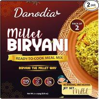 „Danodia Foods“ „Kodo Millet Biryani“ mišinys, 2 × 250 g – paruoštas virti hirse biryani maisto mišinys, indiška ryžių alternatyva, greitas paruošimas užpilant karštu vandeniu, sotus greitojo paruošimo patiekalas pietums ir vakarienei