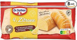„Dr. Oetker“ paruošti maži citrinų pyragėliai, 8 vnt. pakuotė – mini citrinų pyragėliai, papuošti belgišku baltuoju šokoladu, 8 x 4 x 35 g pyragėlių užkandžiai su citrinų skoniu