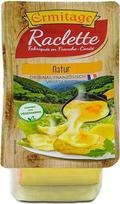 „Ermitage“ raclette sūris, 1 vnt. po 400 g, supjaustytas griežinėliais, brandintas 8 savaites, pikantiškas pjaustytas sūris su riebaline pluta, be glitimo – puikiai tinka raclette, sumuštiniams, duonai ir sūrio salotoms