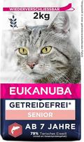 „Eukanuba Senior“ sausas kačių ėdalas be grūdų – aukščiausios kokybės sausas ėdalas su daug lašišos, skirtas vyresnio amžiaus katėms, 2 kg