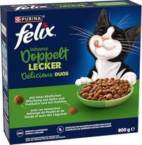 „Felix Double Delicious Inhome“ sausas kačių maistas su vištiena, kalakutiena ir daržovėmis, 5 vnt. pakuotė (5 x 800 g)