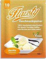 „Flavsty®“ vanilės skonio milteliai, pavyzdys, 50 g (10 porcijų) – veganiški skonio milteliai be cukraus – skonio milteliai