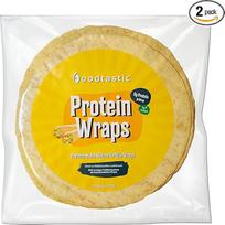 „Foodtastic“ baltyminiai tortilijos suktinukai, 2 vnt. po 240 g, tortilijos su dideliu baltymų kiekiu, 22 % baltymų ir tik 11 % angliavandenių, baltymų turtingos ir mažai angliavandenių turinčios kvietinės tortilijos