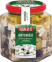 „Gazi Shepherd’s“ sūris aliejuje su žolelėmis ir alyvuogėmis – 4 stiklainiai po 375 g – karvės pieno sūris, karvės pieno sūris rapsų aliejuje, 45 % riebalų, 100 % karvės pieno, švelnaus skonio, pagamintas mikrobiologinėje laboratorijoje, tinka vegetarams,