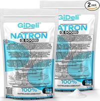 „GiDeli“ natrio bikarbonato milteliai, maistui skirti, 2 x 1 kg, be priedų, puikiai tinka maisto gaminimui, kepimui, skalbimui ir valymui, universaliai naudojami namuose