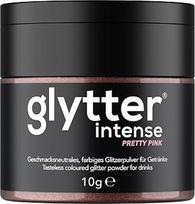„Glytter Intense“ blizgučių milteliai gėrimams (gražus rožinis atspalvis) – valgomieji blizgučiai, skirti gėrimams ir skysčiams, pvz., putojančiam vynui, kokteiliams – Vokietijoje pagaminti blizgučių milteliai, kuriuos galima gerti ir kurie neturi skonio